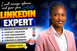 do linkedin manager, profile optimization, create post and setup ads