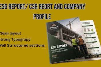 design costruction esg report, csr report and company profile for corporate use