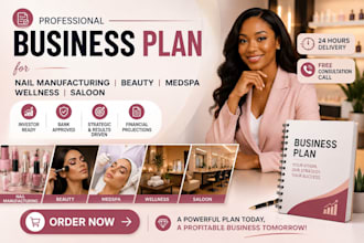 write business plan for nail manufacturing beauty medspa wellness saloon