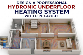 design a professional hydronic underfloor heating system with pipe layout