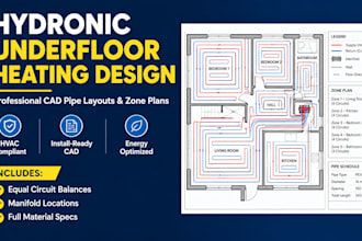 design hydronic underfloor heating layout and cad plan
