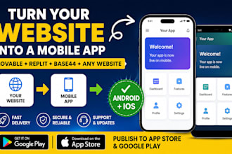 convert lovable replit ai base44 web app to android ios mobile app store publish