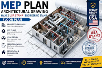 design architectural drawing floor plan mep stamp city permit mep engineering