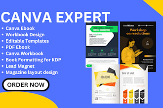 format, edit, design canva ebook workbook, journal, canva magazine layout