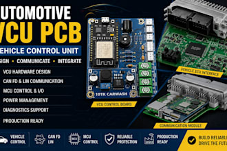 design automotive vcu pcb, ev vehicle control unit and can fd lin hardware