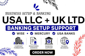 uk bank account with ltd physical address for USA bank creation llc wise mercury