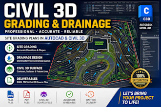 design autocad  civil 3d grading plans, site grading drainage