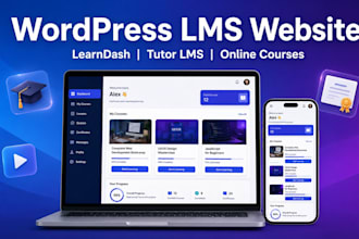 build wordpress lms website with learndash tutor lms online course site