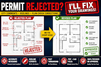 fix rejected permit drawings and city plan check corrections