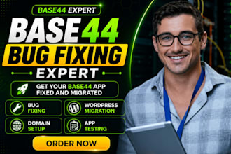migrate base44 to wordpress, base44 bug fixing, domain dns, base44 expert