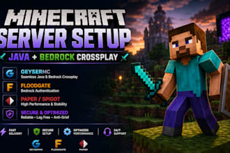 minecraft server setup java bedrock crossplay  geysermc floodgate paper spigot
