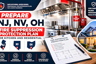 prepare nj, nv, oh, fire suppression protection plan for kitchen and residential