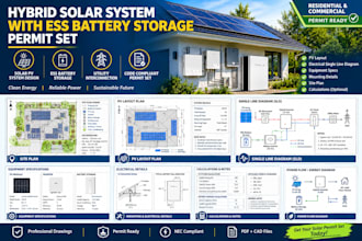 design hybrid solar system with ess battery storage permit set
