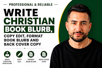 write christian book blurb, copy edit, format book blurb and back cover copy