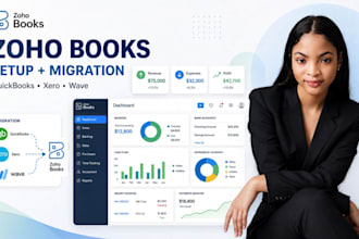 setup zoho books accounting, bookkeeping, quickbooks, xero, wave migration