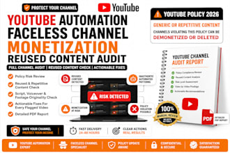 audit youtube automation faceless channel monetization reused content