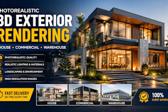 create photo realistic 3d exterior rendring for commercial and house