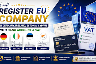register eu company in germany,ireland,estonia, cyprus with bank account and vat
