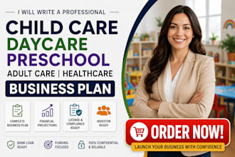write child care daycare preschool adult care healthcare business plan