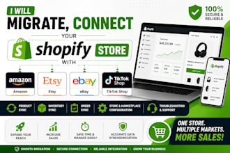 migrate, connect your shopify store with amazon, etsy, ebay, and tiktok shop