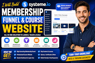 build systeme io membership funnel course website