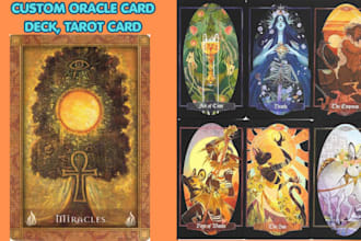 create custom oracle cards, oracle deck, spiritual card illustration, tarot card