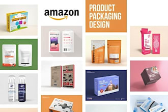 do amazon product packaging design, box design, and 3d realistic rendering
