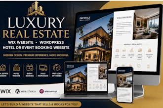 design luxury real estate wix website, wordpress hotel or event booking website