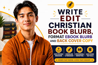 write edit christian book blurb, format ebook blurb and back cover copy