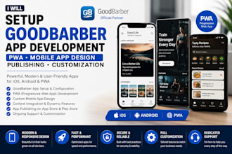 setup goodbarber app development pwa mobile app design publishing customization