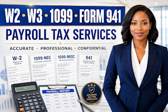 prepare form w2, w3, form 1099 misc, form 941 and payroll reports