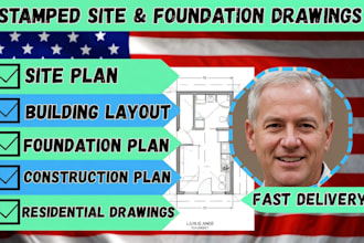 create stamped drawing for city permit architectural floor plan site plan in USA