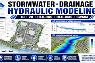 do civil engineering stormwater flow drainage grading plan 1d 2d hydraullc model