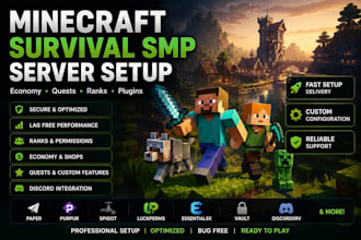 setup and configure your minecraft server, vanilla, modded, skyblock or prison