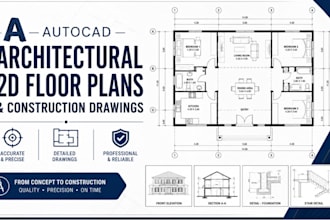 create autocad architectural 2d floor plans and construction drawings