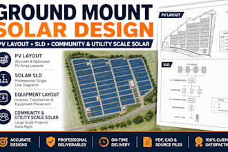 design ground mount solar, pv layout, sld and utility scale solar