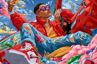 design album cover or cartoon album cover art