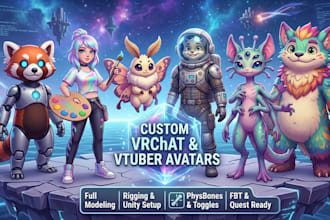 create a custom 3d vrchat avatar, fursona, or vtuber model
