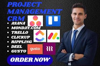 setup project management crm asana monday trello clickup rippling deel gusto