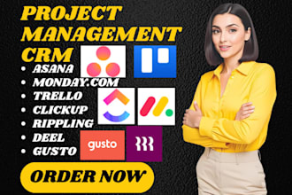 setup project management crm asana monday trello clickup rippling deel gusto