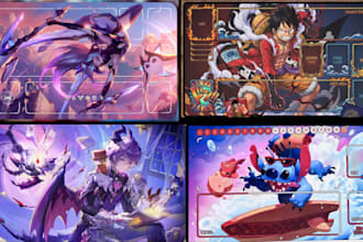 draw custom playmat design ard game design board game art pokemon yugioh sty