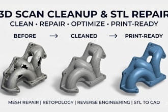 3d scan cleanup retopology reverse engineering stl to cad mesh fix for 3d print