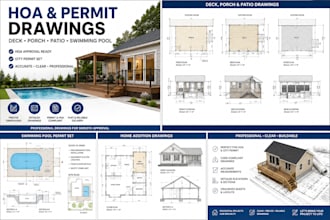 provide hoa approval drawing for deck, porch or patio, swimming pool permit set