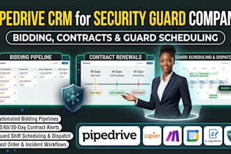 setup pipedrive CRM for security guard company with contract and scheduling s