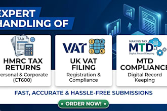 file hmrc self assessment, corporate tax, and UK vat returns