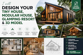 design your tiny house, project design, modular house, glamping resort, 3d model