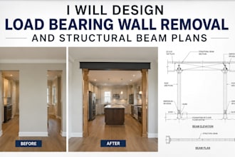 design load bearing wall removal and structural beam plans