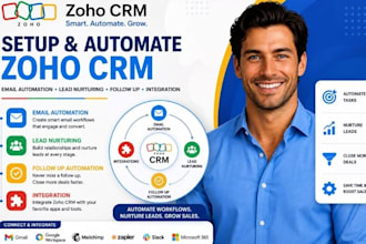 setup zoho CRM email automation workflows lead nurturing zoho integration