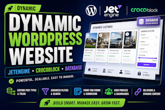 build dynamic wordpress website, jetengine website, crocoblock database site