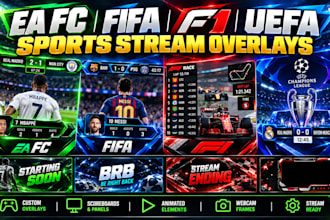 design ea fc FIFA f1 and uefa sports stream overlays